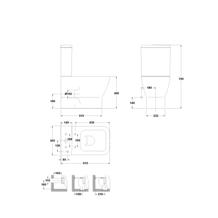 GALA EMMA SQUARE Inodoro Compacto Completo BTW Blanco