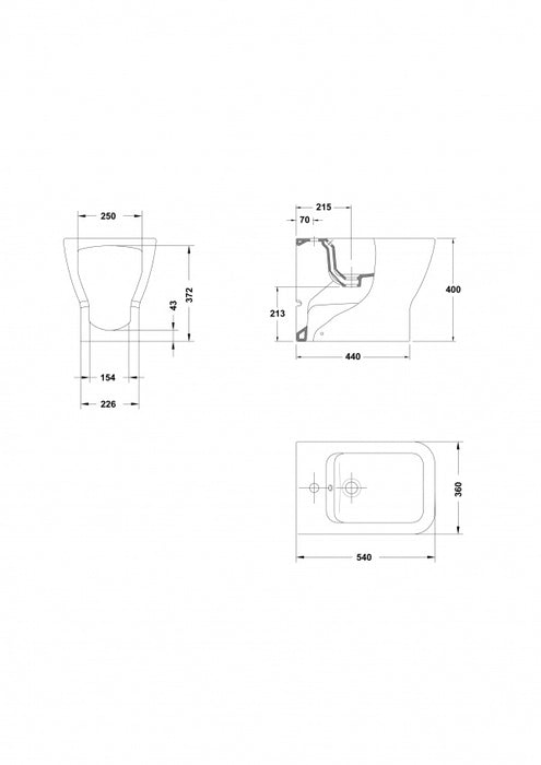 GALA G2736001 EMMA SQUARE Bidé BTW Blanco