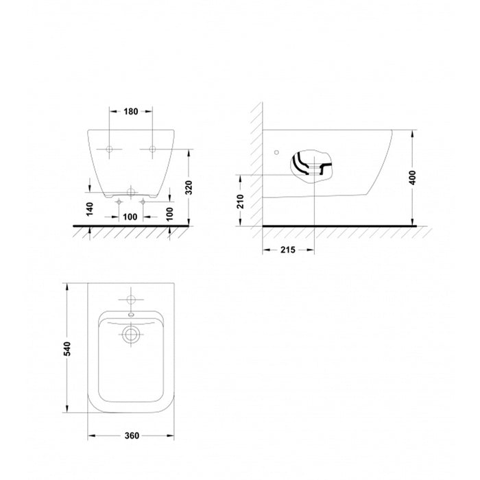 GALA G2736201 EMMA SQUARE Bidé Suspendido Blanco