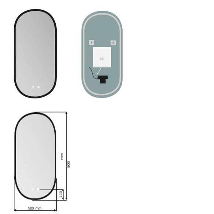 LEDIMEX TOKY022/90OC TOKYO Espejo LED Elíptico Retroiluminado Oro Cepillado 50x90 cm