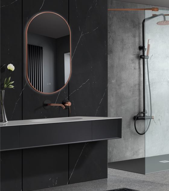 LEDIMEX TOKY022/90OR TOKYO Elliptical Backlit LED Mirror Rose Gold 50x90 cm