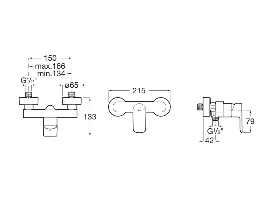 ROCA A5A216EC00 CALA Single-lever Shower Faucet Chrome