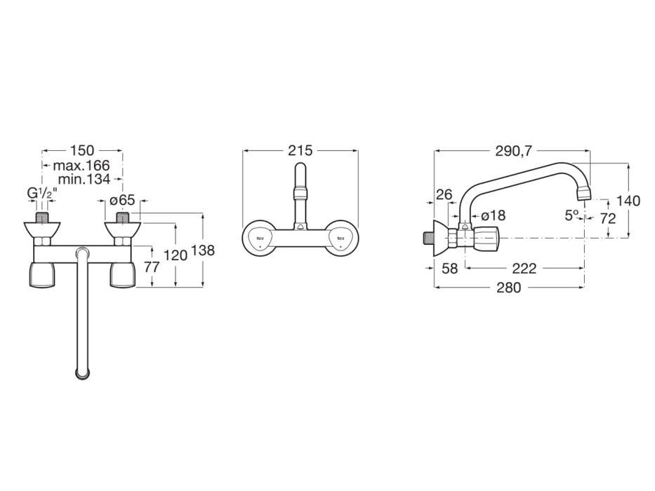 ROCA A5A748EC00 BRAVA Grifo Bimando Para Fregadero Con Caño Superior Giratorio Cromo