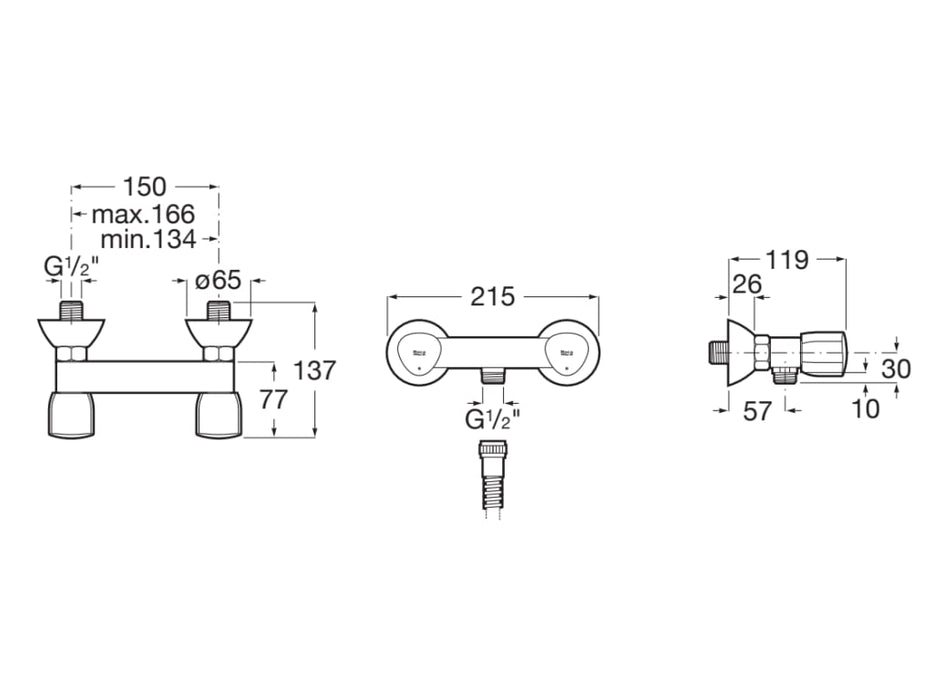ROCA A5A208EC00 BRAVA Grifo Bimando Para Ducha Cromo