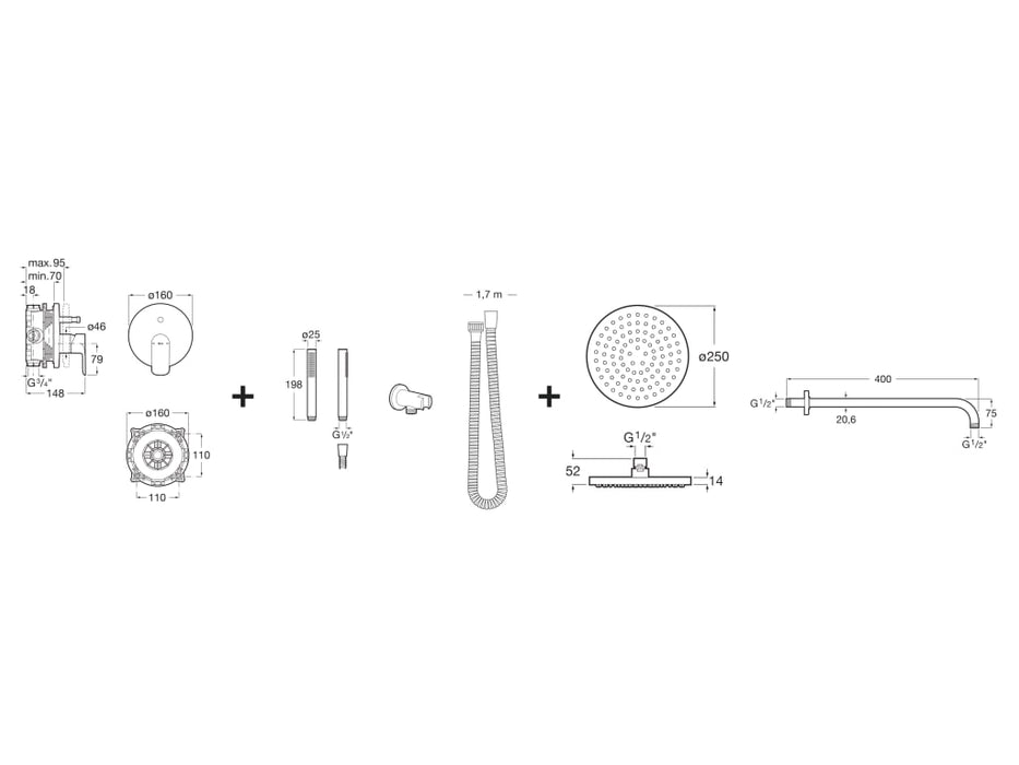 ROCA A5D266EC00 CALA Pack Grifo Empotrado Monomando Baño Ducha Con Rocabox Round Cromo