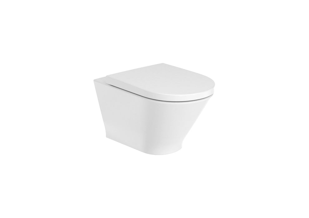 ROCA PACK THE GAP 54 ROUND+DUPLO Wall-Mounted Toilet Rimless Hidden Fixings White Push Button