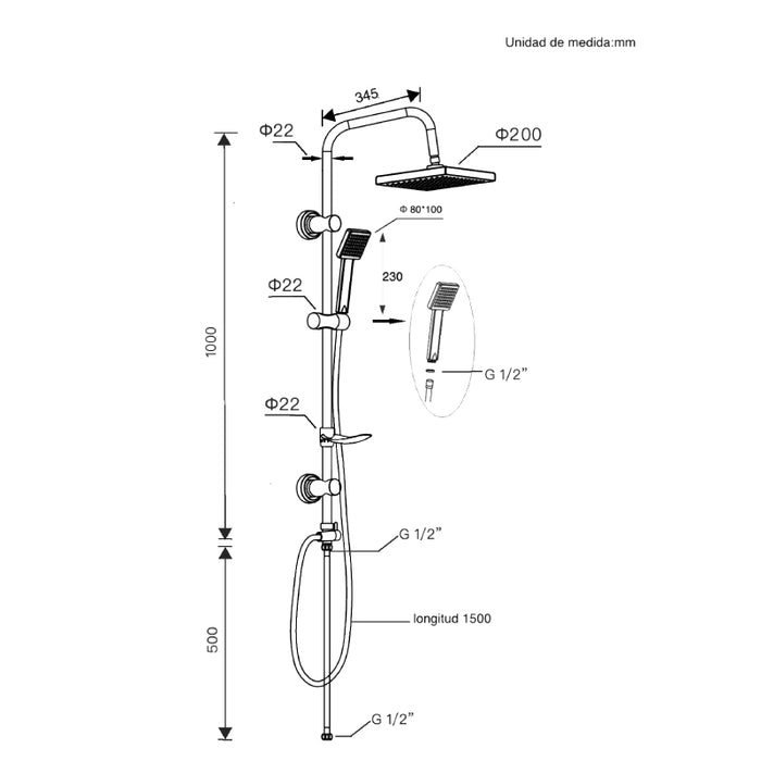 UNIVERSAL FAUCET SD31003 ECO Chrome Shower Set