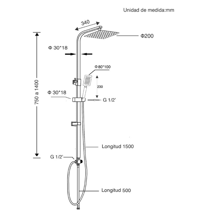 UNIVERSAL DE GRIFERÍA SD31004 ECO Set de Ducha Cromo