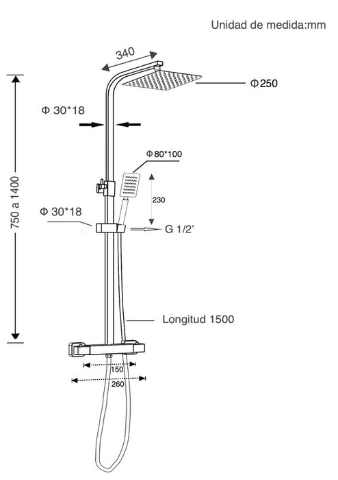 UNIVERSAL DE GRIFERÍA SD31006 BOAL Set de Ducha Cromo