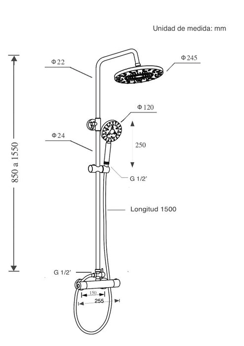 UNIVERSAL DE GRIFERÍA SD31011 NAVA Set de Ducha Cromo