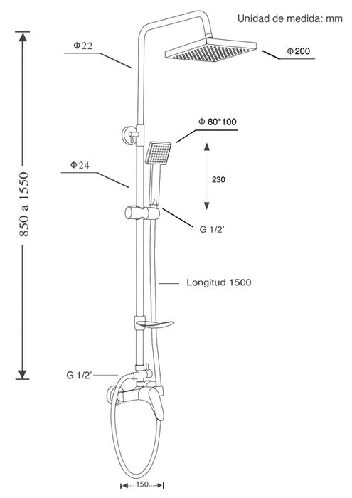 UNIVERSAL DE GRIFERÍA SD31014 ECO Set de Ducha Monomando Cromo