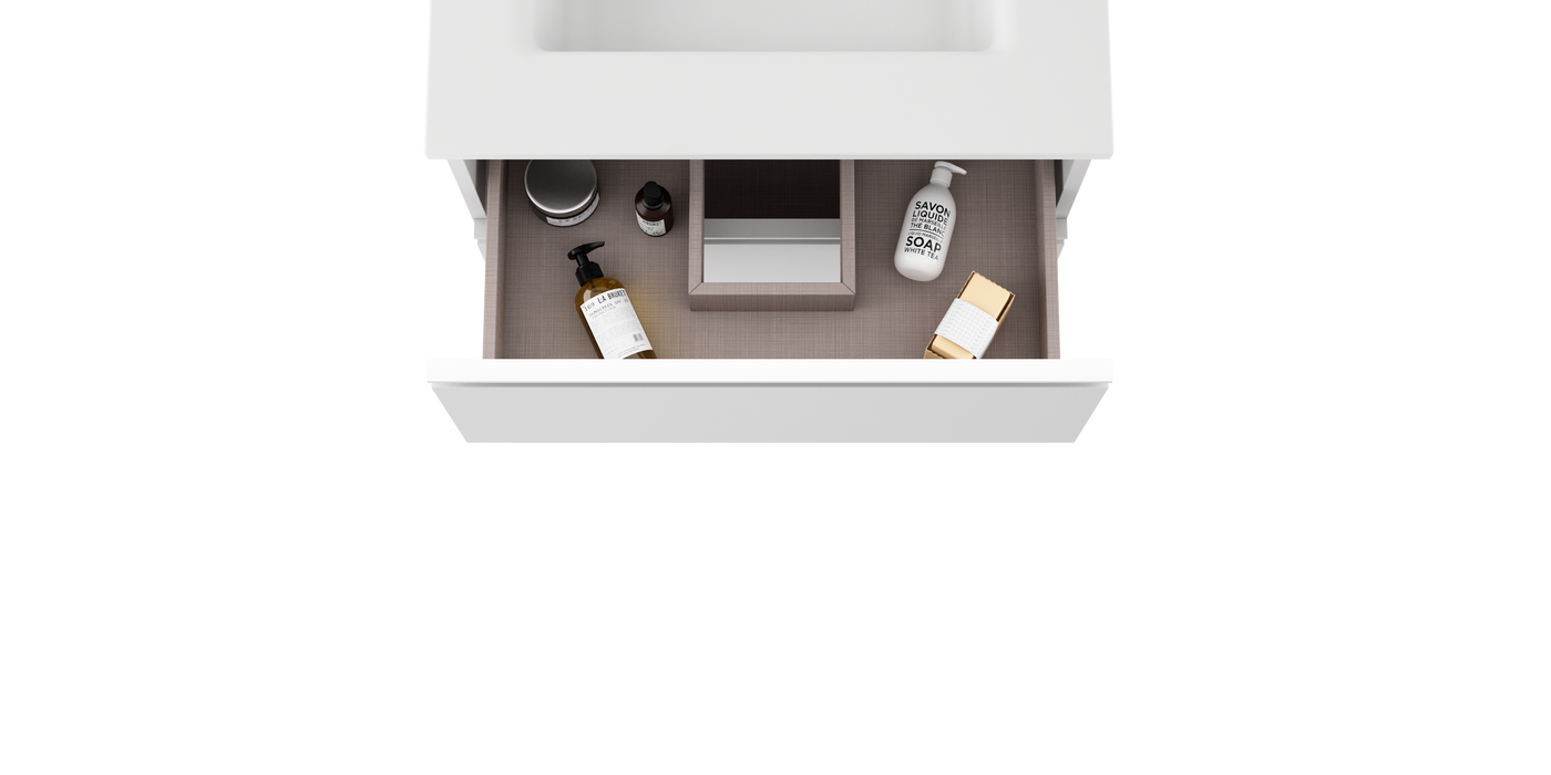 VISOBATH GRANADA Bathroom Cabinet with Sink 3 Drawers Ada Matte White White Handle