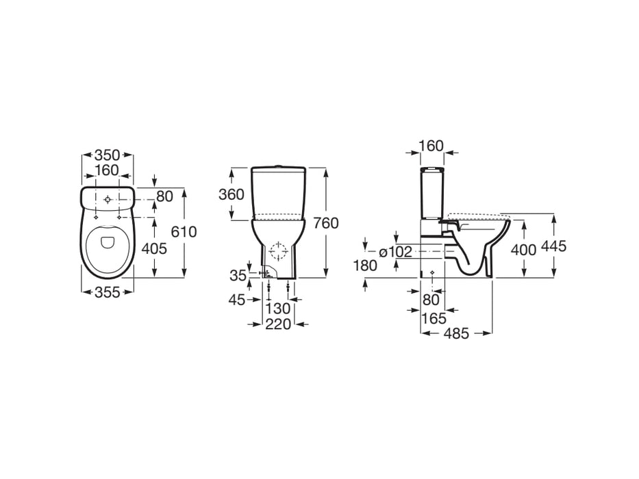 ROCA A342V05000 VICTORIA-N BTW Cup Dual Outlet without Cistern or Lid White