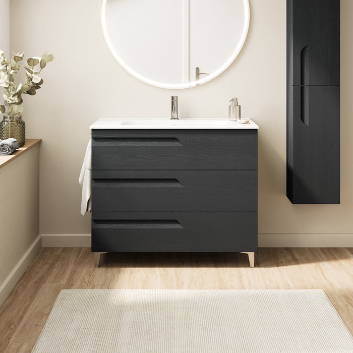 ROYO VITALE Bathroom Furniture with Sink 3 Drawers Gray Nature