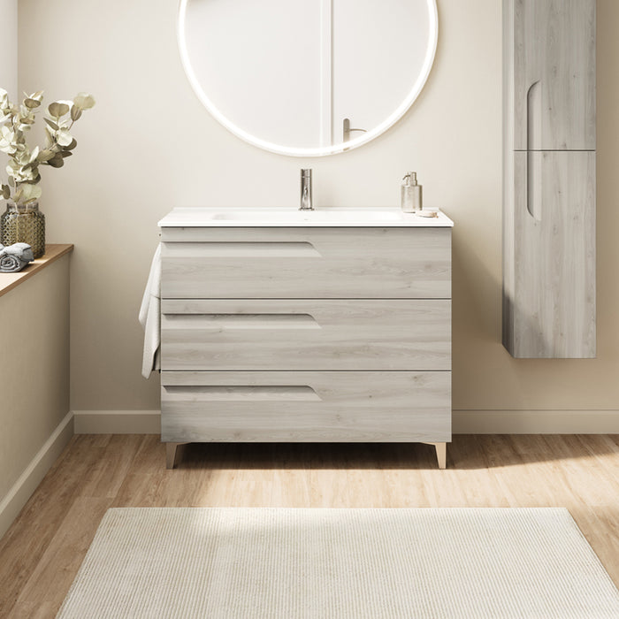 ROYO VITALE Bathroom Cabinet with Reduced Depth Sink 3 Drawers White Nature