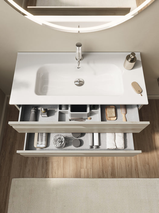 ROYO VITALE Bathroom Furniture with Sink 2 Drawers White Nature