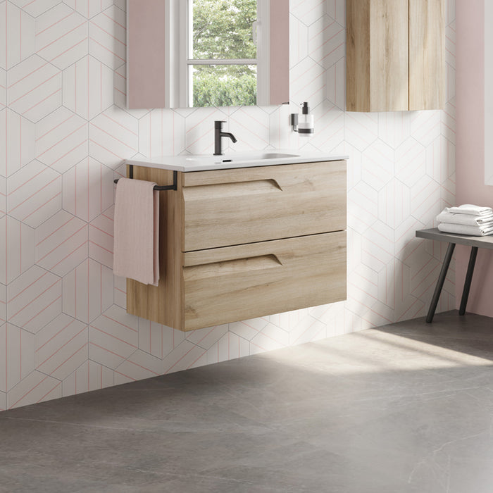 ROYO VITALE Bathroom Furniture with Sink Reduced Bottom 2 Drawers Beige Nature