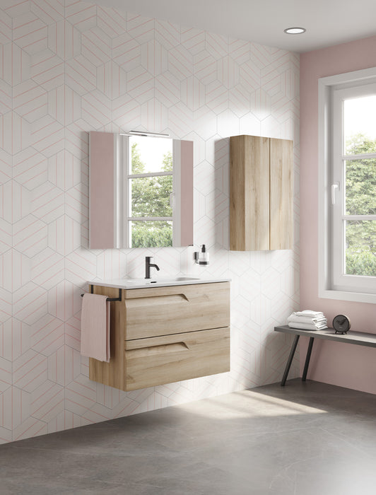 ROYO VITALE Complete Bathroom Furniture Set Reduced Depth 2 Drawers Beige Nature