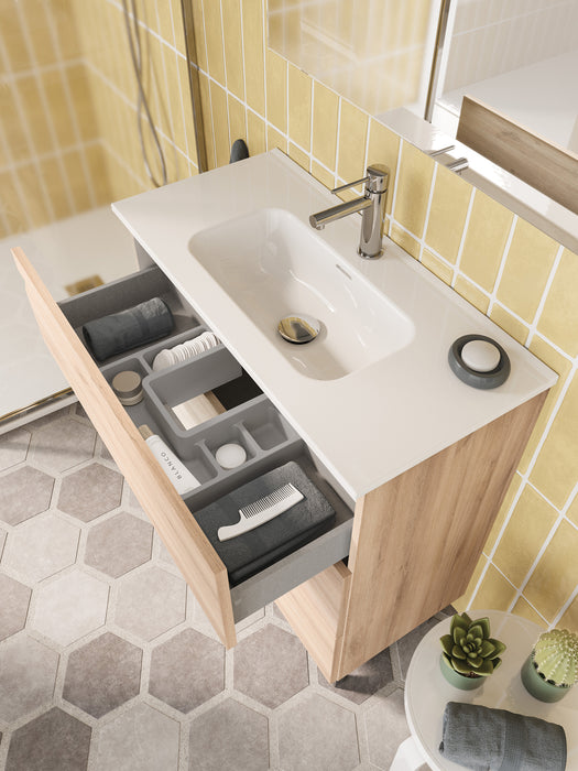 ROYO VITALE Bathroom Furniture with Sink Reduced Bottom 3 Drawers Beige Nature