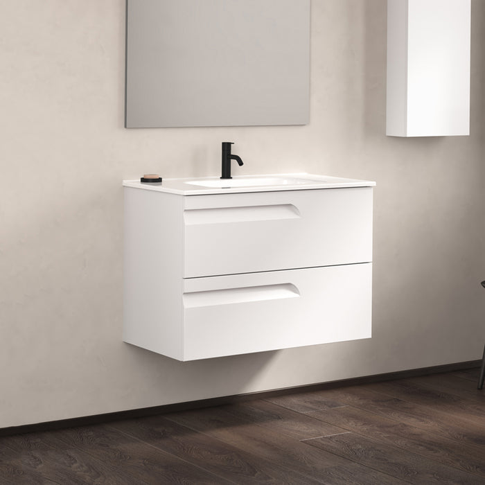 ROYO VITALE Bathroom Furniture with Sink 2 Drawers Glossy White