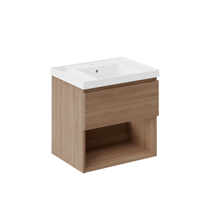 COSMIC BBEST Mueble de Baño con Lavabo Teckstone 1 Cajón y 1 Hueco Color Nogal Natural