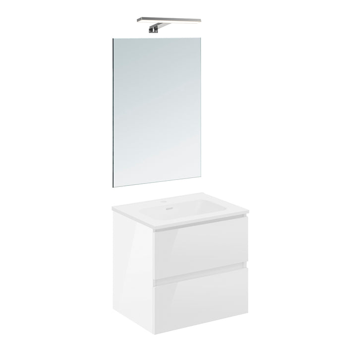 COSMIC BBEST Complete Bathroom Furniture Set with 2 Drawers Glossy White