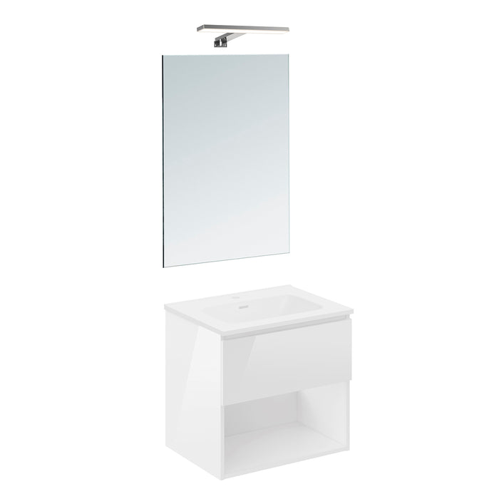 COSMIC BBEST Complete Bathroom Furniture Set 1 Drawer and 1 Hole Glossy White