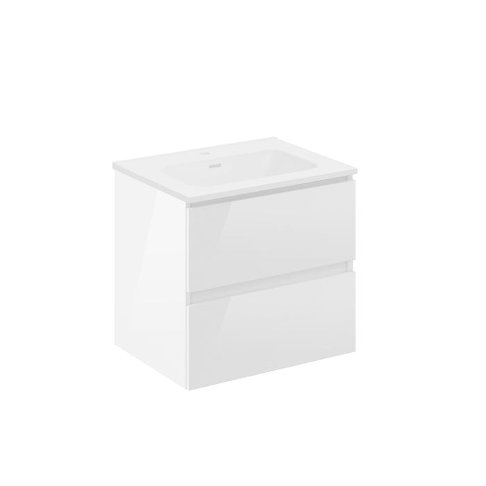 COSMIC BBEST Mueble de Baño con Lavabo 2 Cajones Color Blanco Brillo
