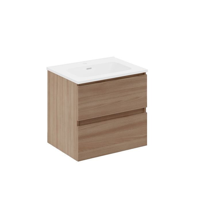 COSMIC BBEST Bathroom Furniture with Sink 2 Drawers Natural Walnut Color