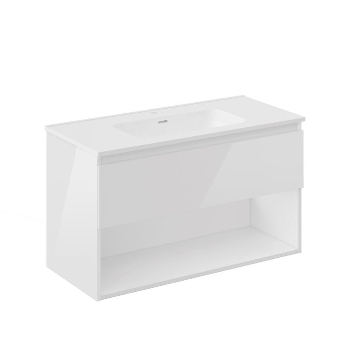 COSMIC BBEST Bathroom Furniture with Sink 1 Drawer and 1 Hole Glossy White