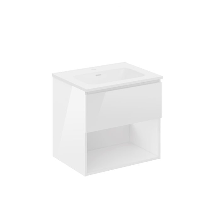 COSMIC BBEST Mueble de Baño con Lavabo 1 Cajón y 1 Hueco Color Blanco Brillo