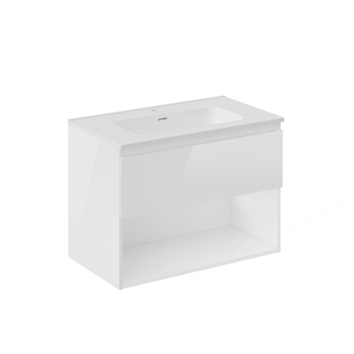 COSMIC BBEST Mueble de Baño con Lavabo 1 Cajón y 1 Hueco Color Blanco Brillo