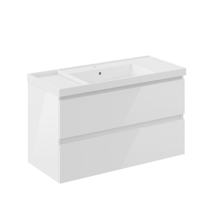 COSMIC BBEST Bathroom Furniture with Sink Teckstone 2 Drawers Color White Gloss