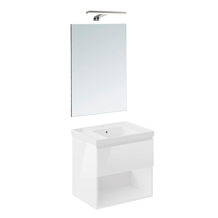 COSMIC BBEST Complete Teckstone Bathroom Furniture Set 1 Drawer and 1 Hole Glossy White