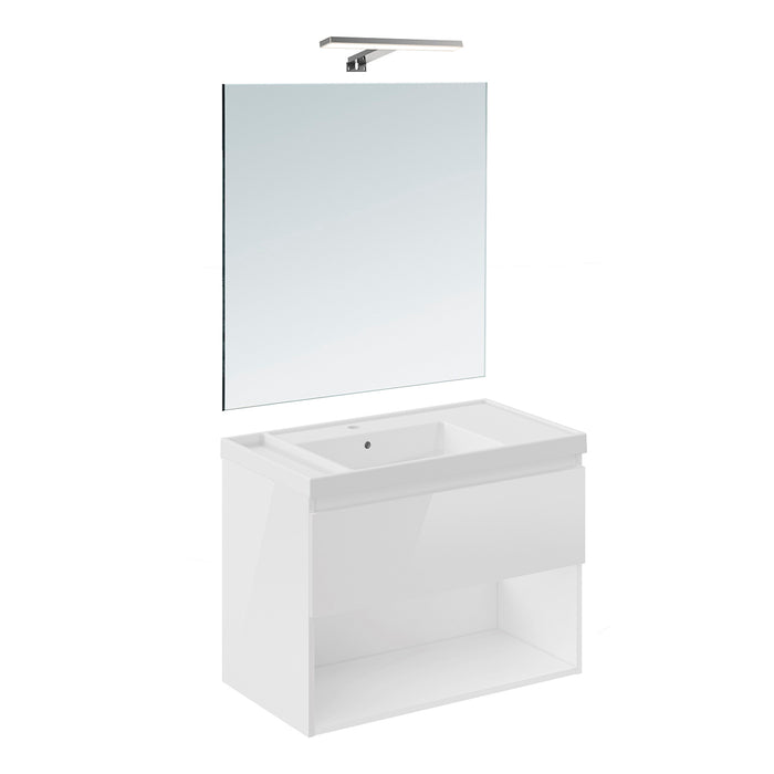 COSMIC BBEST Complete Teckstone Bathroom Furniture Set 1 Drawer and 1 Hole Glossy White