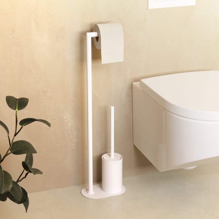 COSMIC ARCHITECT SP Matte White Toilet Brush and Paper Holder