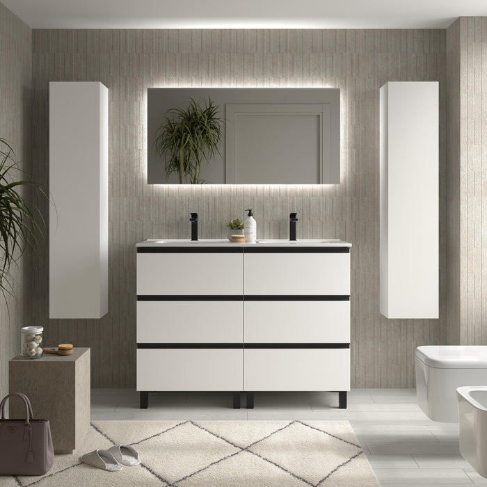 SALGAR BEQUIA METAL Mueble 3C Lavabo Constanza 120 cm Blanco Mate