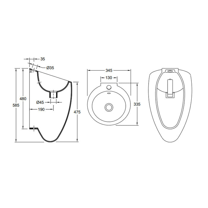 VALADARES 39871002K EGG Lavabo Suspendido 35 Blanco