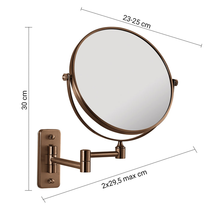 GEDY CO202482000 GAIA Espejo de aumento 3X extensible de pared oro rosa
