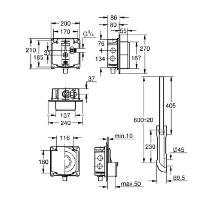 GROHE 37 153 000 Fluxor Para WC Sin Pulsador