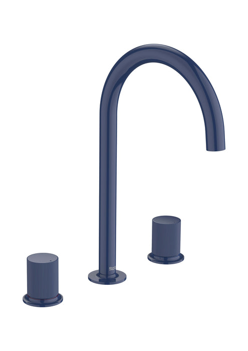 ROCA A5A3E3FP00 NU Grifo Bimando Lavabo con Manetas de Repisa Maneta Stripes Azul Cobalto