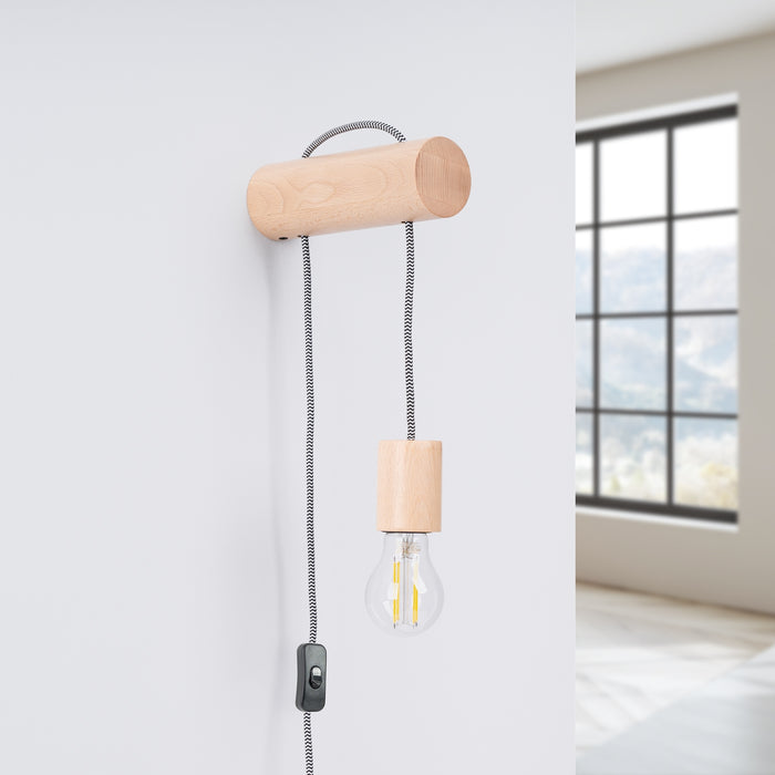 SOLLUX SL.1644 Aplique NIMBI E27 con interruptor madera natural/blanco/negro