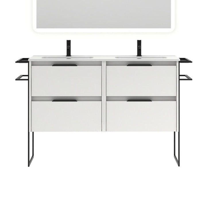 AMIZUVA C0073757 KEIKO Mueble de Baño con Lavabo 4 Cajones 120 cm Blanco Brillo