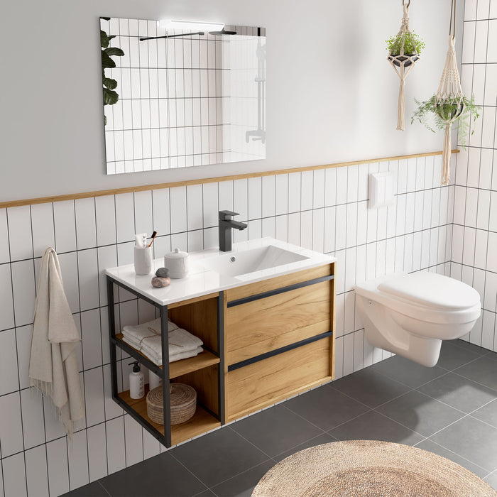 SALGAR ATTILA 850 Conjunto Mueble de Baño Con Coqueta Izquierda Color Roble África