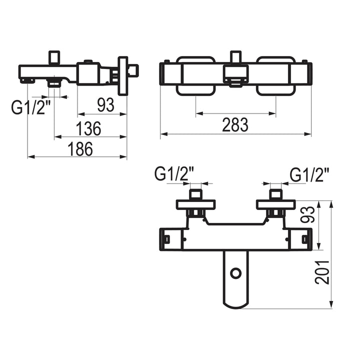 PRESTO 100041500 Nitro plus grupo baño-ducha termostática Cromo