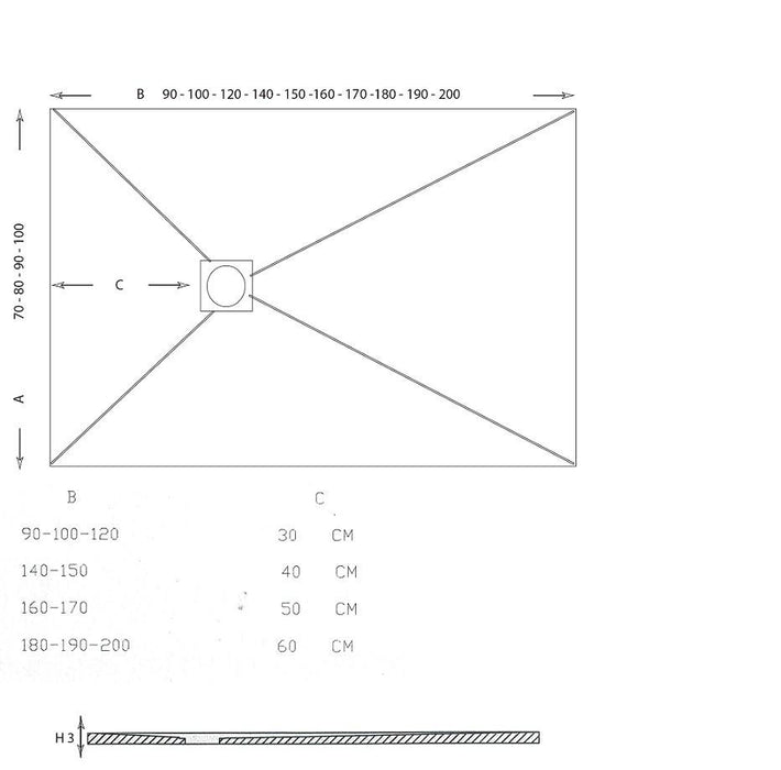 BATHME QUALSTONE White Resin Shower Tray Width 80 cm