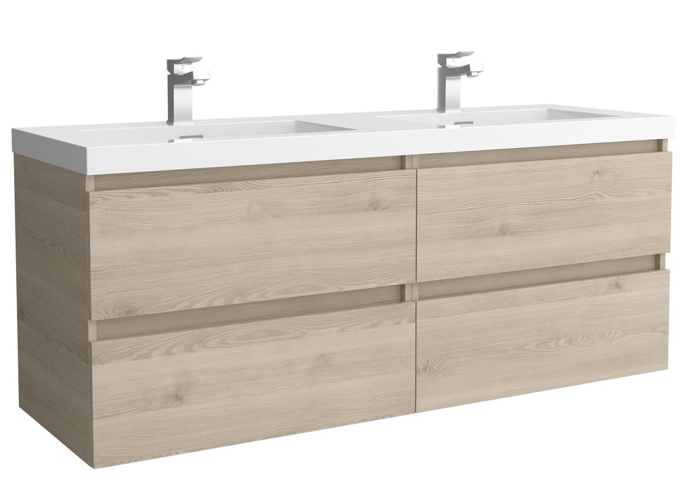 SALGAR 115832 BEQUIA Mueble de Baño 2 pozas Carga Mineral 140cm Natural