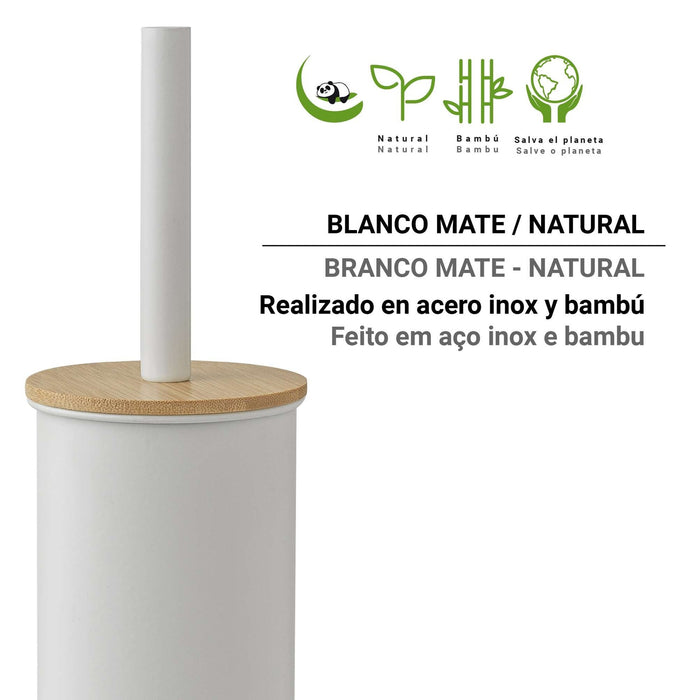GEDY 14344000300 KENTA Matte White-Natural Toilet Brush Holder