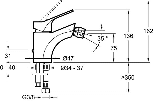 Jacob Delafon E75764-CP BRIVE Grifo monomando para bidé