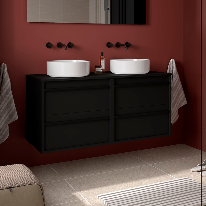 SALGAR 104973 ATTILA Mueble de Baño con Tapa Encimera 4 Cajones 120 cm Color Negro Mate